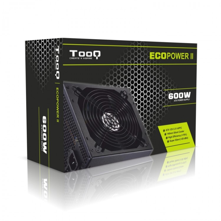 FUENTE ALIMENTACION 600W TOOQ PFC-ACTIVO 5SATA 14CM ATX - miniatura 2